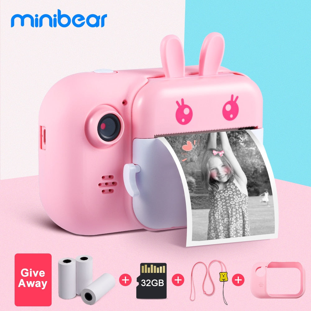 Minibear Children Camera For Kids Instant Camera Digital Video Camera For Children Photo Camera Toys For Girl Boy Birthday Gifts